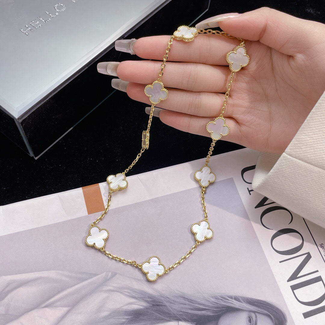 [Spark]CLOVER 10 MOTIFS WHITE MOTHER OF PEARL NECKLACE