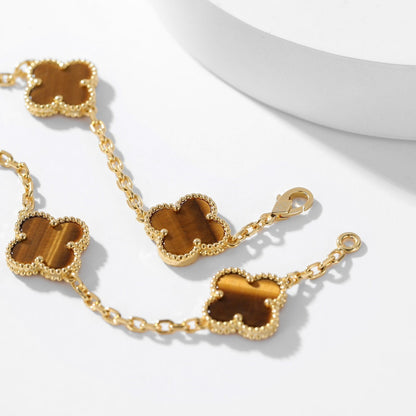 [Spark]CLOVER 10 MOTIFS TIGER EYE NECKLACE
