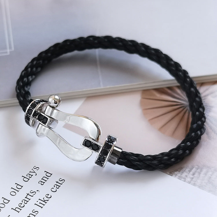 [Spark]FORCE LARGE HORSESHOE BLACK DIAMOND BRACELET SILVER