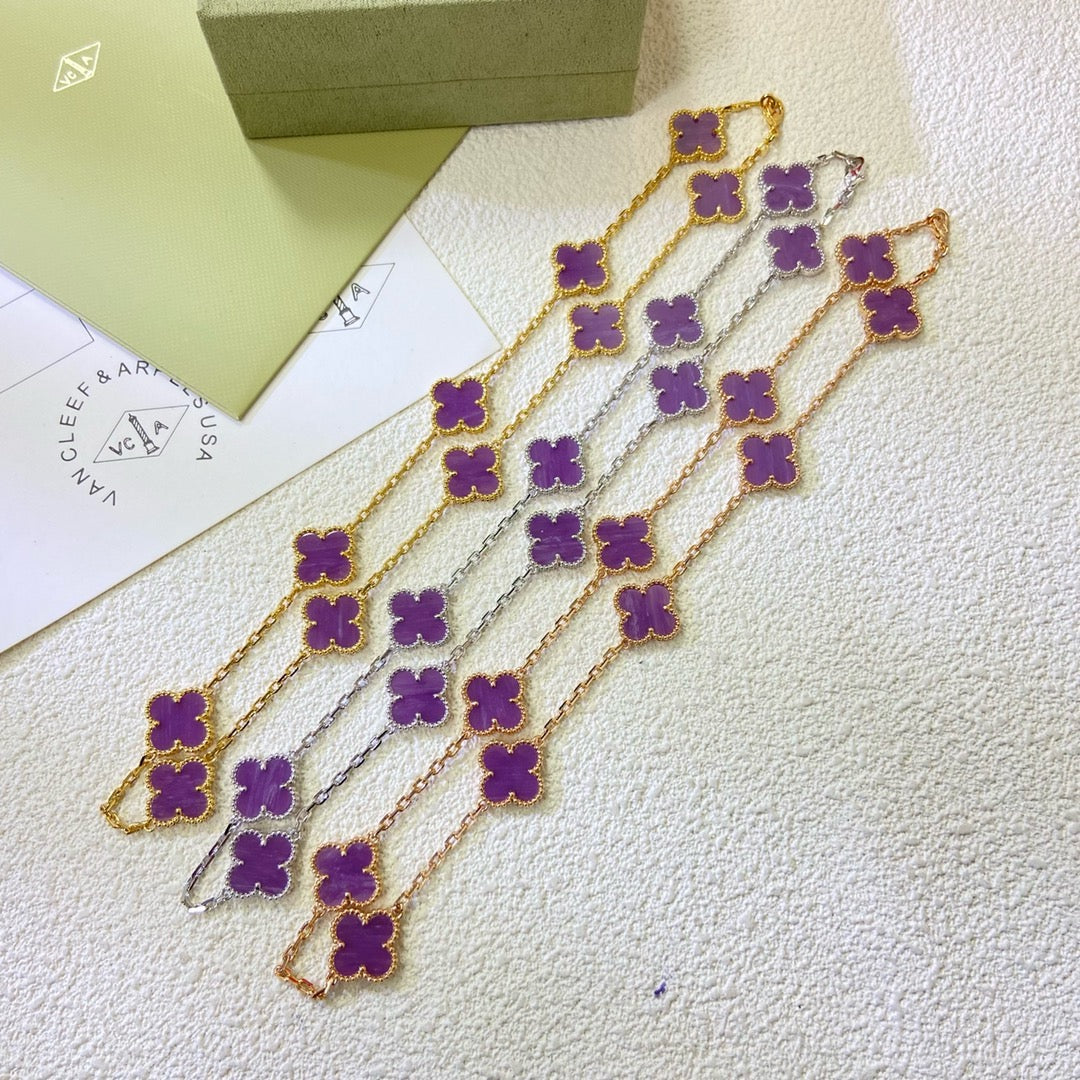 [Spark Jewelry]CLOVER 10 MOTIFS  PURPLE VIOLET  NECKLACE