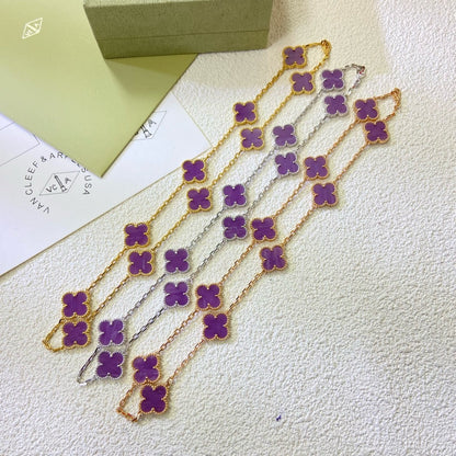 [Spark Jewelry]CLOVER 10 MOTIFS  PURPLE VIOLET  NECKLACE