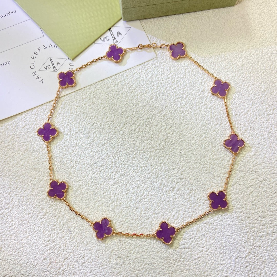 [Spark Jewelry]CLOVER 10 MOTIFS  PURPLE VIOLET  NECKLACE