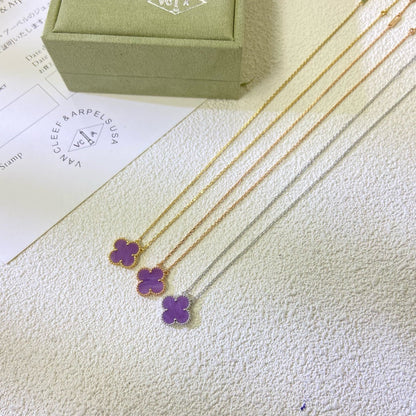 [Spark Jewelry]CLOVER 15MM  PURPLE VIOLET NECKLACE