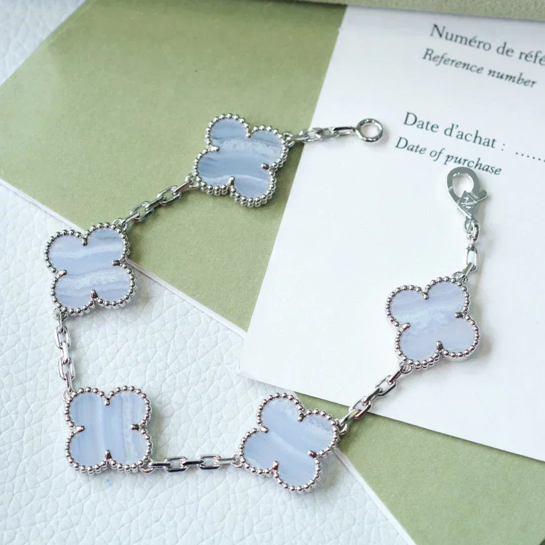 [Spark] CLOVER 5 MOTIF PURPLE CHALCEDONY BRACELET COLLECTION