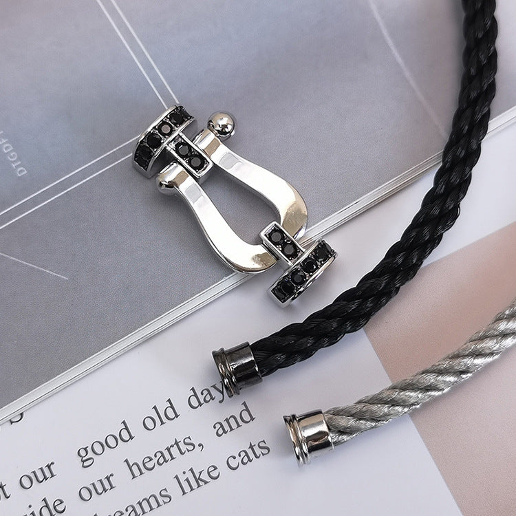 [Spark]FORCE LARGE HORSESHOE BLACK DIAMOND BRACELET SILVER