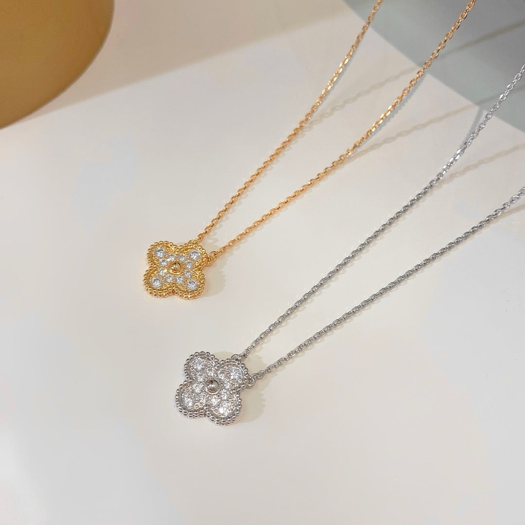 [Spark]CLOVER 15MM DIAMOND SINGLE FLOWER NECKLACE