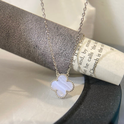 [Spark]CLOVER 15MM BLUE CHALCEDONY NECKLACE SILVER