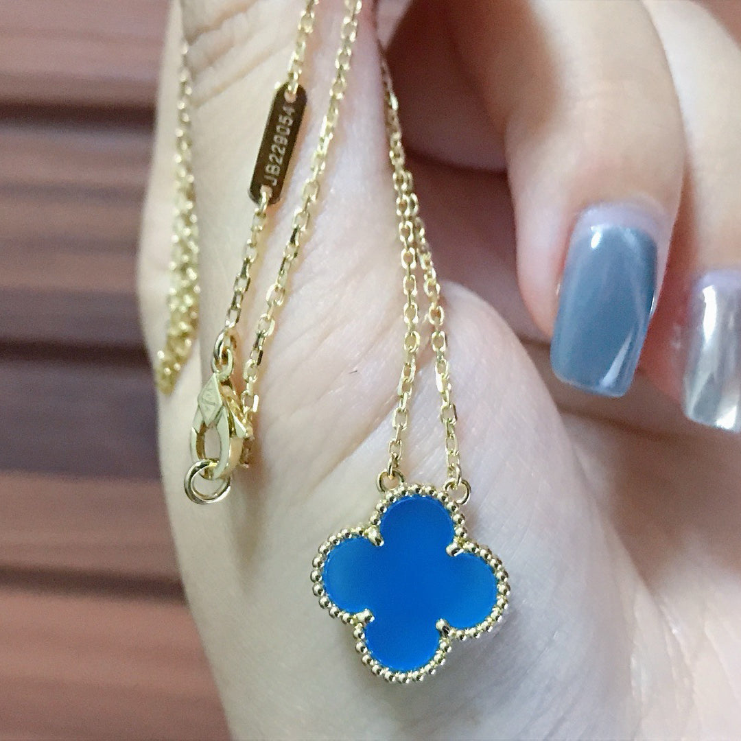 [Spark]CLOVER 15MM BLUE AGATE NECKLACE