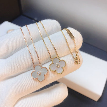 [Spark]CLOVER 15MM DIAMOND WHITE FRITILLARIA NECKLACE