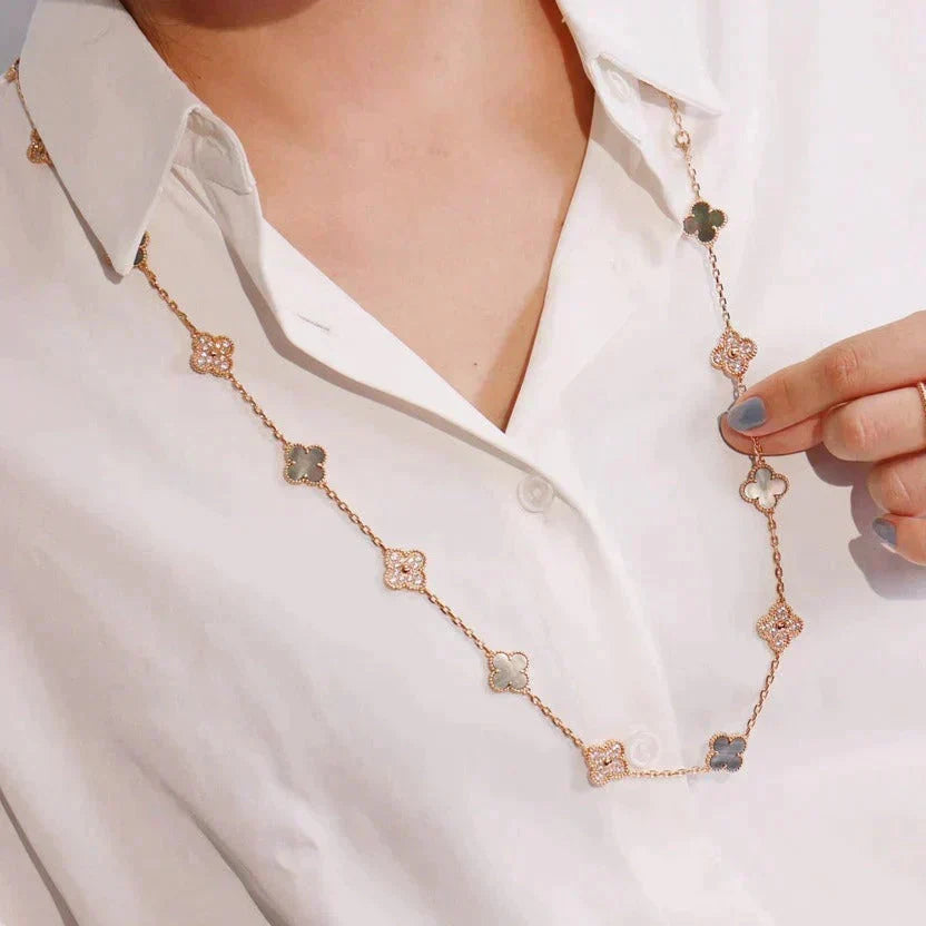 [Spark]CLOVER 20 MOTIFS DARK MOP DIAMOND  NECKLACE