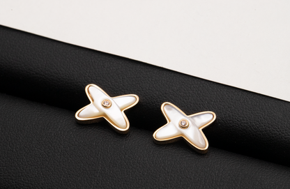 [Spark]JEUX DE WHITE MOP Spark GOLD DIAMOND EARRINGS