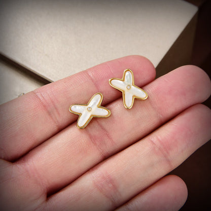 [Spark]JEUX DE WHITE MOP GOLD DIAMOND EARRINGS