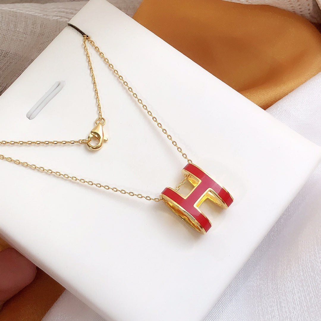 [Spark]HM CLIC RED ENAMEL GOLD NECKLACE