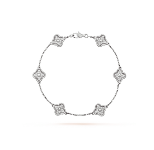 [Spark]CLOVER 6 MOTIF SILVER DIAMOND BRACELET
