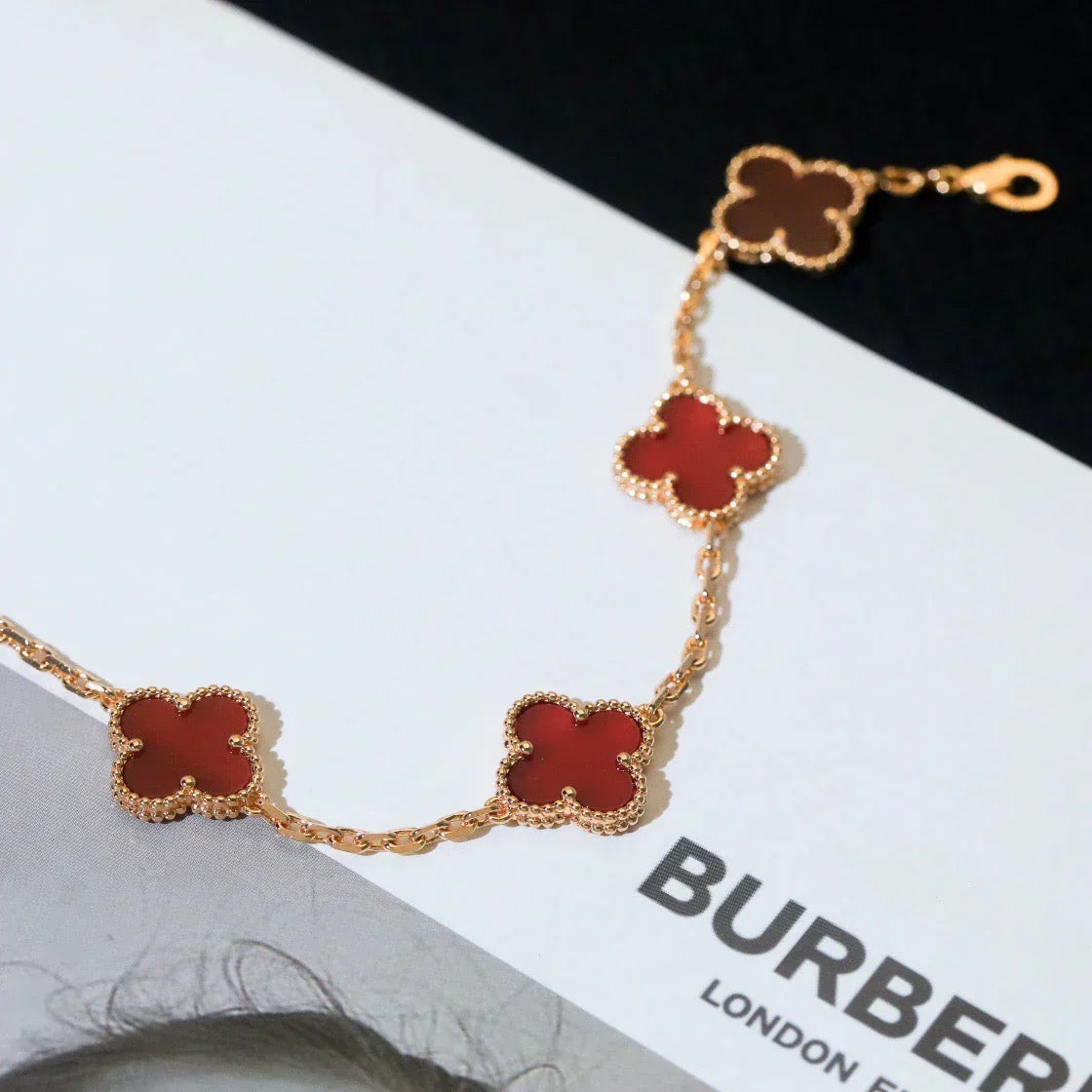 [Spark] CLOVER 5 MOTIF RED CORNELIAN BRACELET COLLECTION