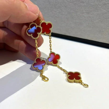 [Spark] CLOVER 5 MOTIF RED CORNELIAN BRACELET COLLECTION