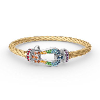 [Spark]FORC LARGE HORSESHOE  COLORED DIAMOND BRACELET SILVER