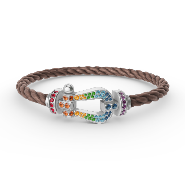 [Spark]FORC LARGE HORSESHOE  COLORED DIAMOND BRACELET SILVER