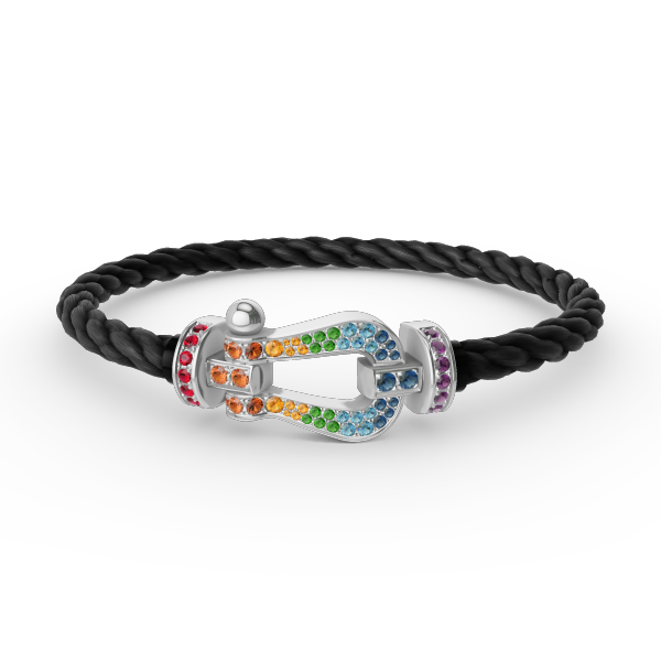 [Spark]FORC LARGE HORSESHOE  COLORED DIAMOND BRACELET SILVER