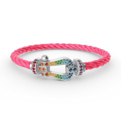 [Spark]FORC LARGE HORSESHOE  COLORED DIAMOND BRACELET SILVER