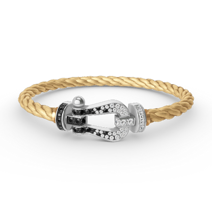 [Spark]FORCE LARGE HORSESHOE BLACK WHITE DIAMOND BRACELET SILVER