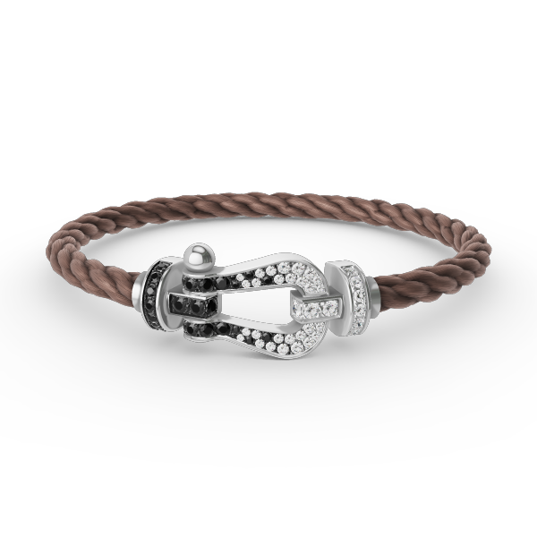 [Spark]FORCE LARGE HORSESHOE BLACK WHITE DIAMOND BRACELET SILVER