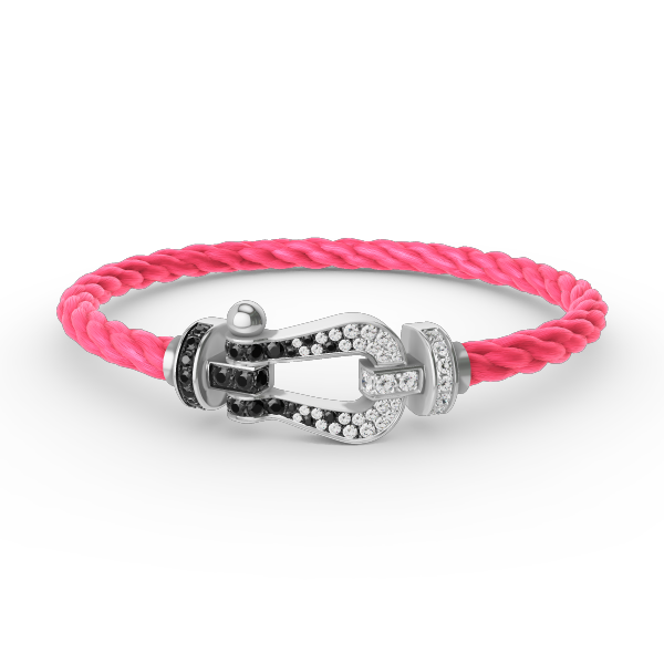 [Spark]FORCE LARGE HORSESHOE BLACK WHITE DIAMOND BRACELET SILVER