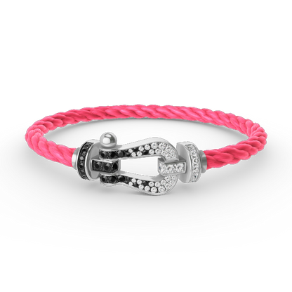 [Spark]FORCE LARGE HORSESHOE BLACK WHITE DIAMOND BRACELET SILVER