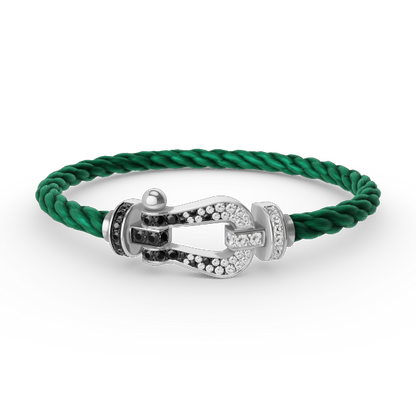 [Spark]FORCE LARGE HORSESHOE BLACK WHITE DIAMOND BRACELET SILVER