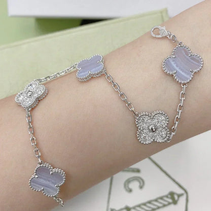 [Spark] CLOVER 5 MOTIF PURPLE CHALCEDONY BRACELET COLLECTION