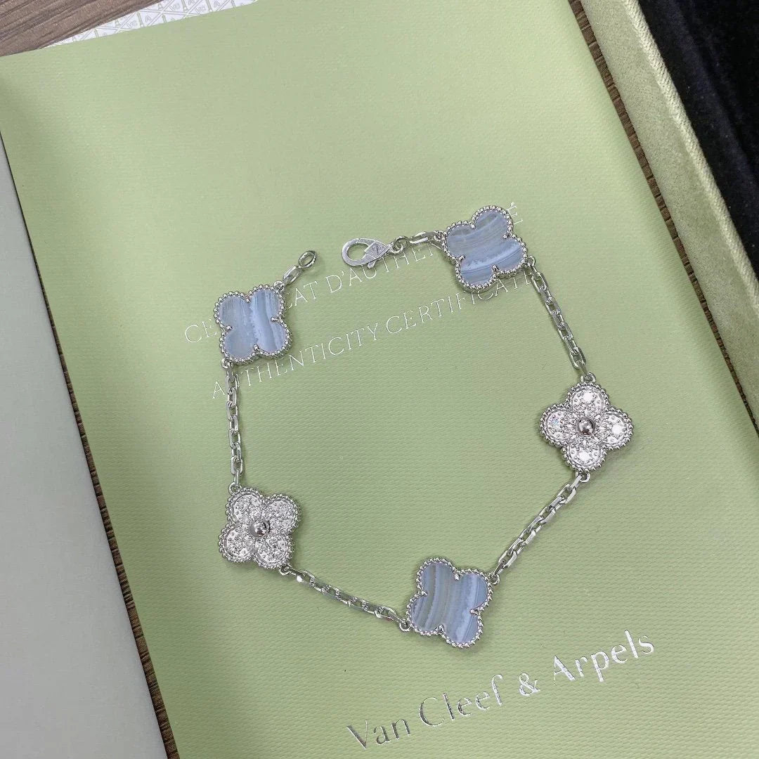 [Spark] CLOVER 5 MOTIF PURPLE CHALCEDONY BRACELET COLLECTION