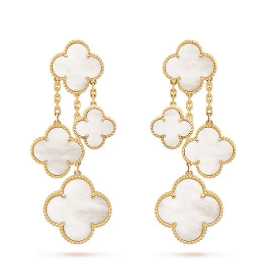 [Spark]CLOVER EARRINGS WHITE MOP 4 MOTIFS GOLD
