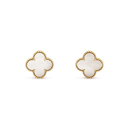 [Spark]CLOVER MEDIUM 1 MOTIFS  WHITE MOP STUD EARRINGS