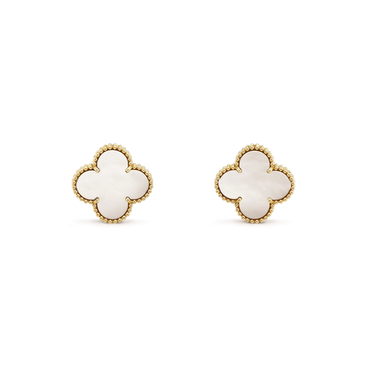 [Spark]CLOVER MEDIUM 1 MOTIFS  WHITE MOP STUD EARRINGS