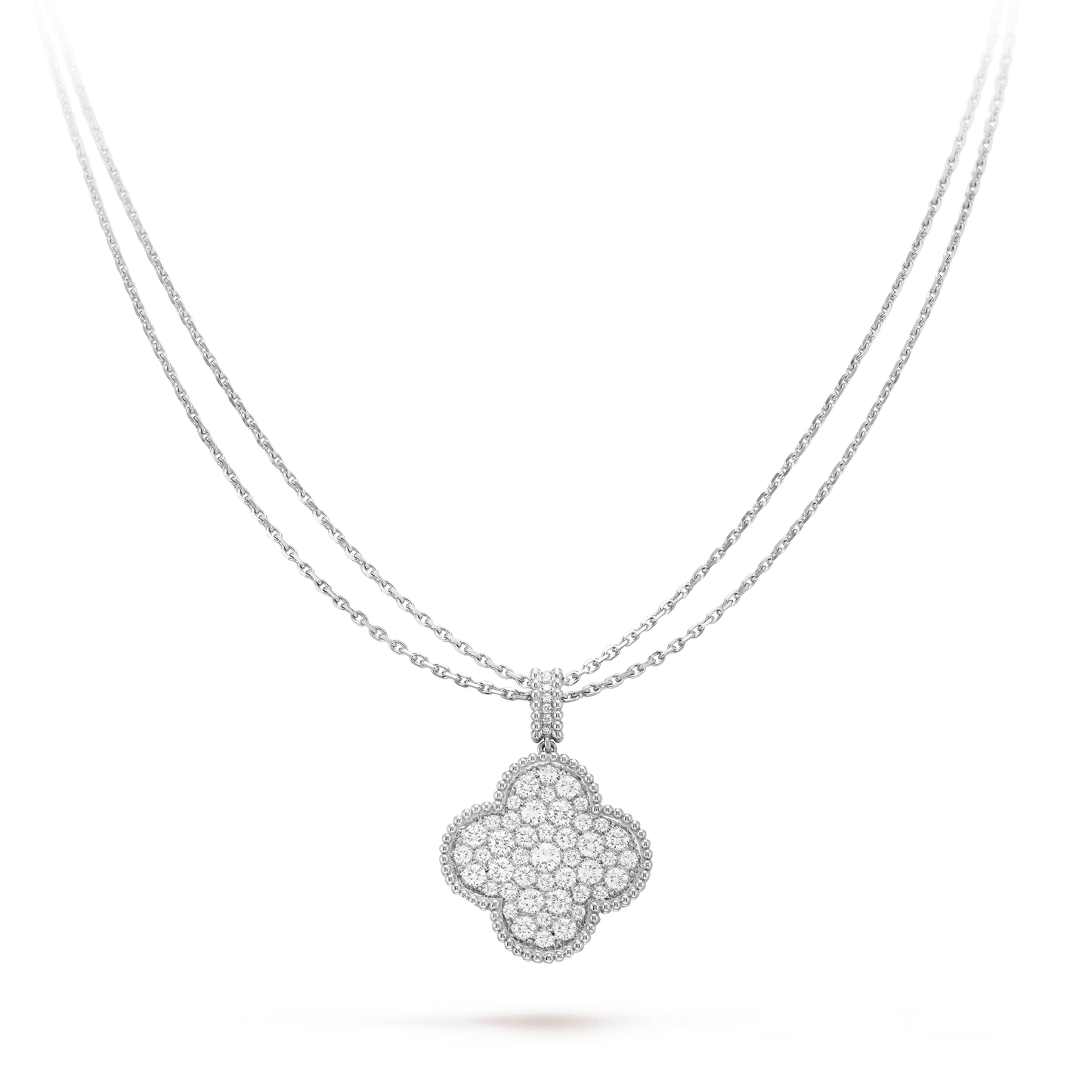[Spark]CLOVER 25MM SILVER FULL DIAMOND BIG CLOVER NECKLACE