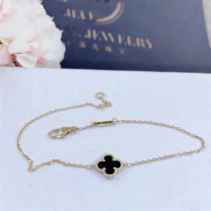 [Spark]CLOVER ONYX SINGLE FLOWER BRACELET