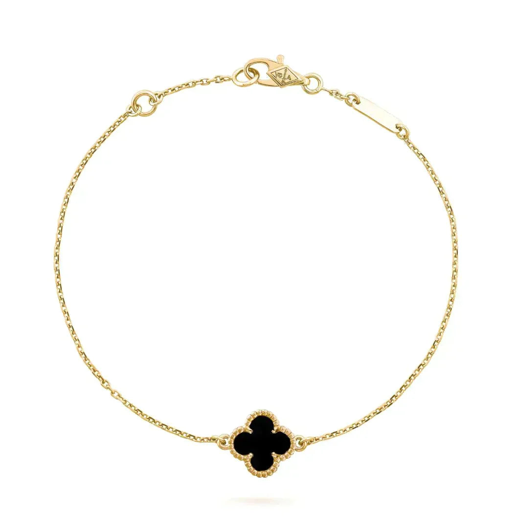 [Spark]CLOVER ONYX SINGLE FLOWER BRACELET