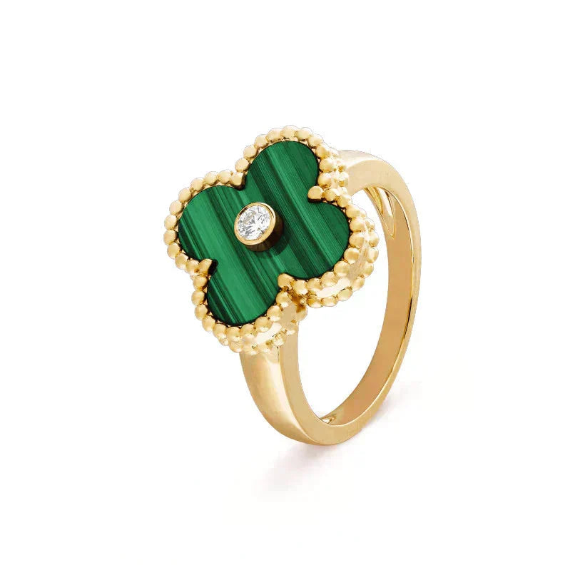 [Spark]CLOVER MALACHITE RING GOLD DIAMOND
